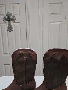 Brown Western Leather Cowboy Boots - Unbranded